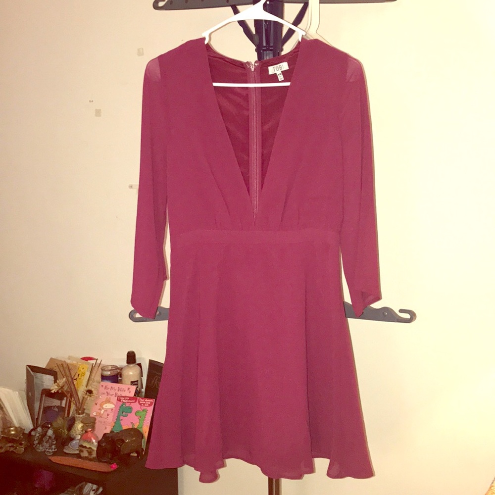 Wine colored skater dress!